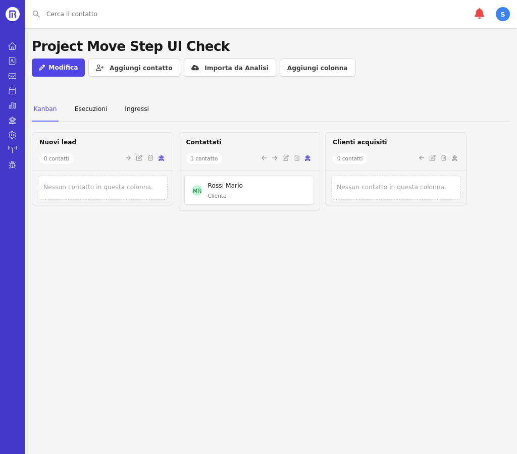 Kanban dell'iniziativa con automazioni di colonna